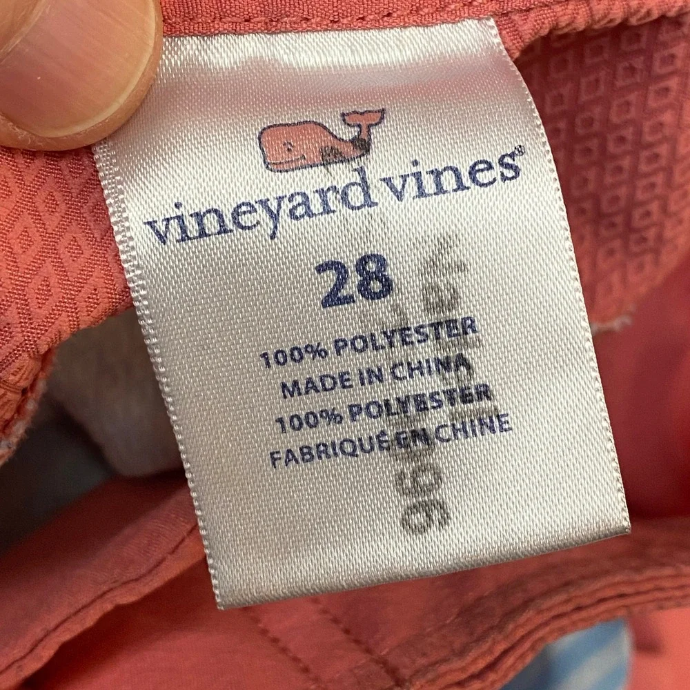 Vineyard Vines Board Shorts Mens 28 Coral Blue Stripe Swim Trunks Drawstring